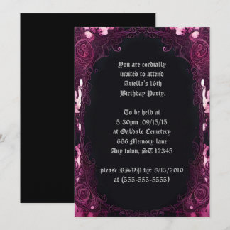 Creepy Pink Framed Black Mirror Sweet 16 Verjaarda Kaart
