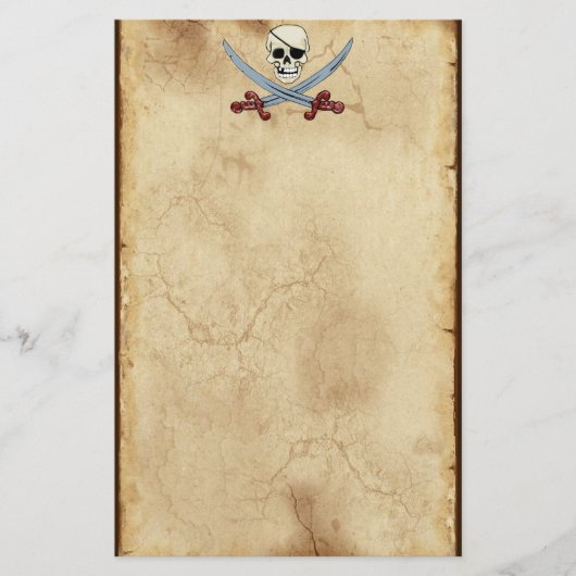 Creepy Pirate Skull & Crossed Cutlasses Briefpapier (Voorkant)