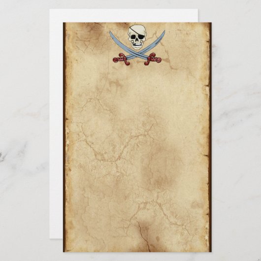 Creepy Pirate Skull & Crossed Cutlasses Briefpapier (Voorkant / Achterkant)