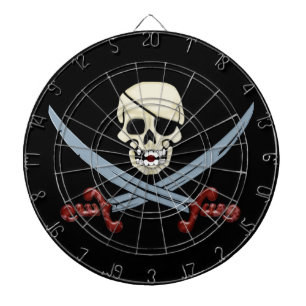 Creepy Pirate Skull & Crossed Cutlasses Dartbord