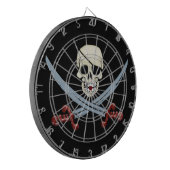Creepy Pirate Skull & Crossed Cutlasses Dartbord (Voorkant Links)