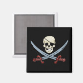 Creepy Pirate Skull & Crossed Cutlasses Magneet (Voorkant / Achterkant)