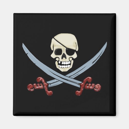Creepy Pirate Skull & Crossed Cutlasses Magneet (Voorkant)