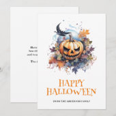 Creepy pompoen typografie Happy Halloween Feestdagenkaart (Voorkant / Achterkant)
