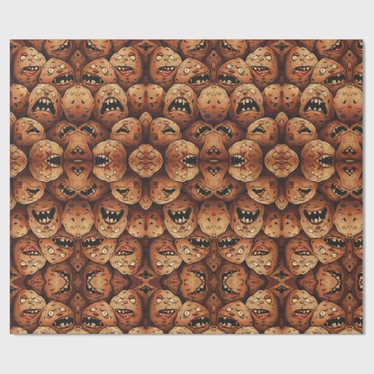 Creepy Potatoes Black Halloween Cadeaupapier (Vlak)