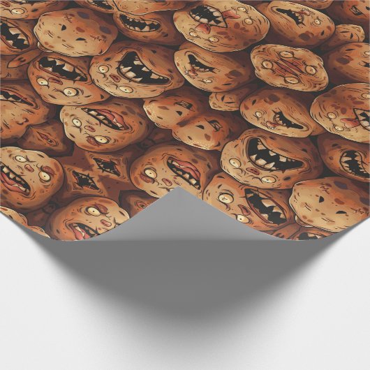 Creepy Potatoes Black Halloween Cadeaupapier (Hoek)