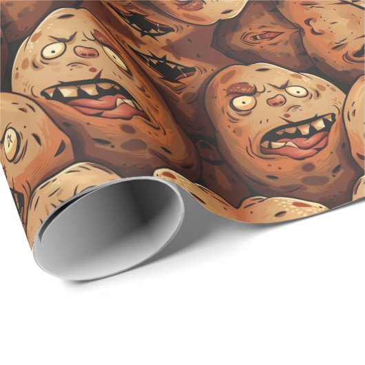 Creepy Potatoes Black Halloween Cadeaupapier (Rol Hoek)