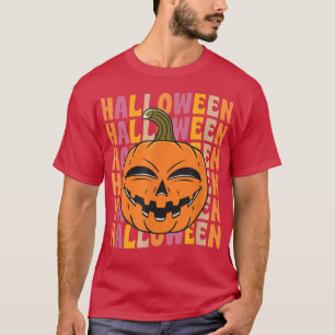 Creepy Pumpkin 70s Retro  Style Hwe T-shirt