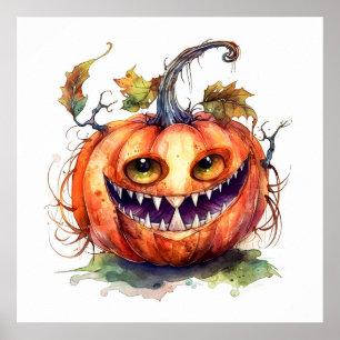 Creepy Pumpkin Art Poster