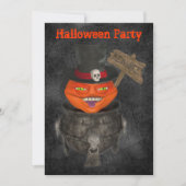 Creepy Pumpkin Face Halloween Invitation Kaart (Voorkant)