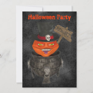 Creepy Pumpkin Face Halloween Invitation Kaart