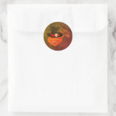 Creepy Pumpkin Face Halloween Ronde Sticker (Tas)