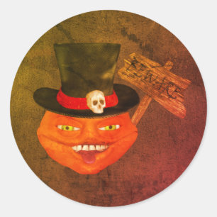 Creepy Pumpkin Face Halloween Ronde Sticker