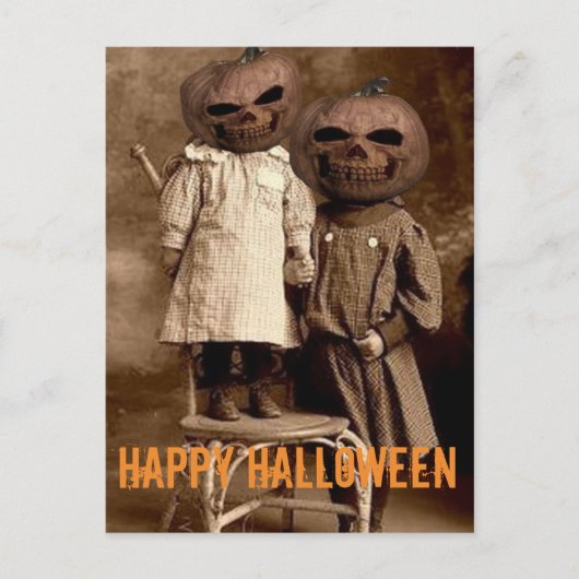 Creepy Pumpkin Head Kinder Halloween Briefkaart (Voorkant)