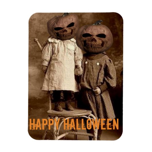 Creepy Pumpkin Head Kinder Halloween Magneet (Verticaal)