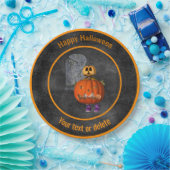 Creepy Pumpkin Man Gepersonaliseerde Halloween Par Papieren Bordje (Feest)