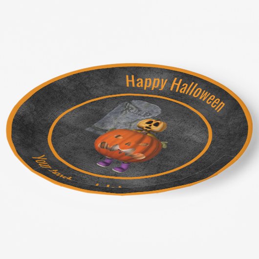 Creepy Pumpkin Man Gepersonaliseerde Halloween Par Papieren Bordje (Gekanteld)