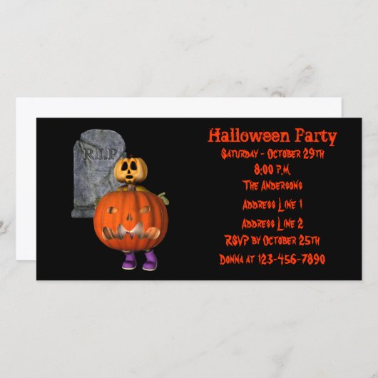 Creepy Pumpkin Man Halloween Party Invite (Voorkant / Achterkant)