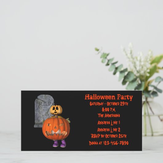 Creepy Pumpkin Man Halloween Party Invite (Staand voorkant)