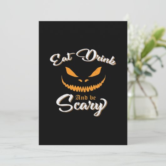 Creepy Pumpkin Monster Halloween Feestdagenkaart (Staand voorkant)