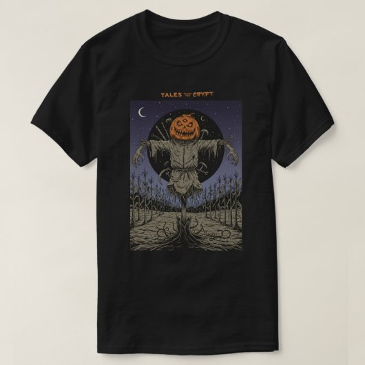 Creepy Pumpkin Scarecrow Halloween Horror T-shirt (Design voorkant)
