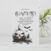 Creepy Pumpkins Halloween Party Uitnodiging (Staand voorkant)