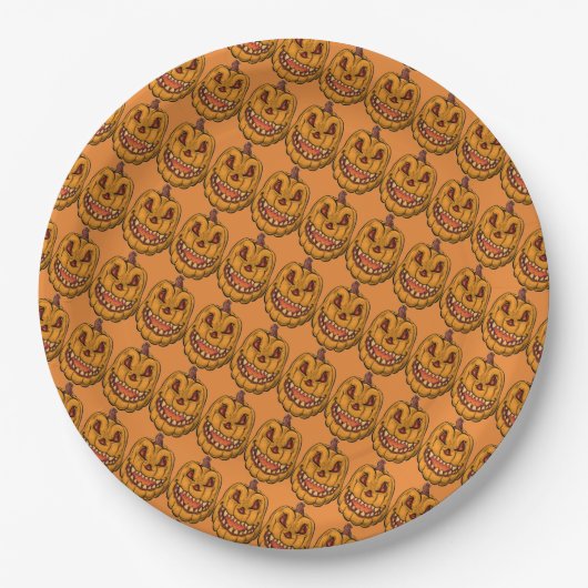 Creepy Pumpkins Papieren Bordje (Voorkant)