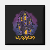 Creepy Purple Mansion Spooky Haunted House Magneet (Voorkant)