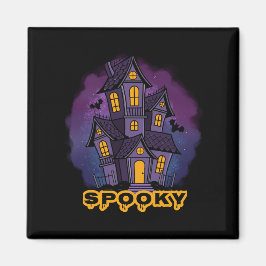 Creepy Purple Mansion Spooky Haunted House Magneet