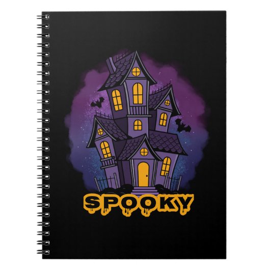 Creepy Purple Mansion Spooky Haunted House Notitieboek (Voorkant)