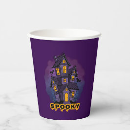 Creepy Purple Mansion Spooky Haunted House Papieren Bekers