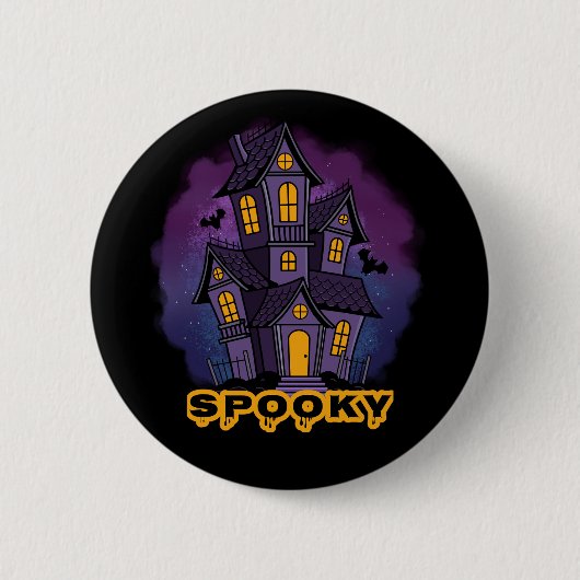 Creepy Purple Mansion Spooky Haunted House Ronde Button 5,7 Cm (Voorkant)
