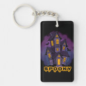 Creepy Purple Mansion Spooky Haunted House Sleutelhanger (Voorkant)