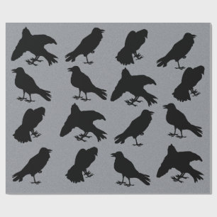 Creepy Raven Silhouettes Gothic Halloween Cadeaupapier