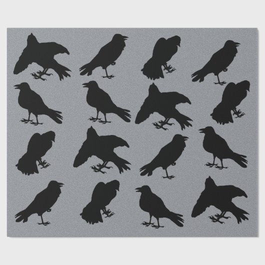 Creepy Raven Silhouettes Gothic Halloween Cadeaupapier (Vlak)