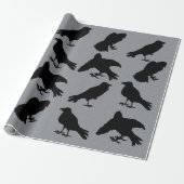 Creepy Raven Silhouettes Gothic Halloween Cadeaupapier (Uitgerold)