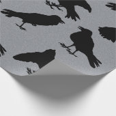 Creepy Raven Silhouettes Gothic Halloween Cadeaupapier (Hoek)