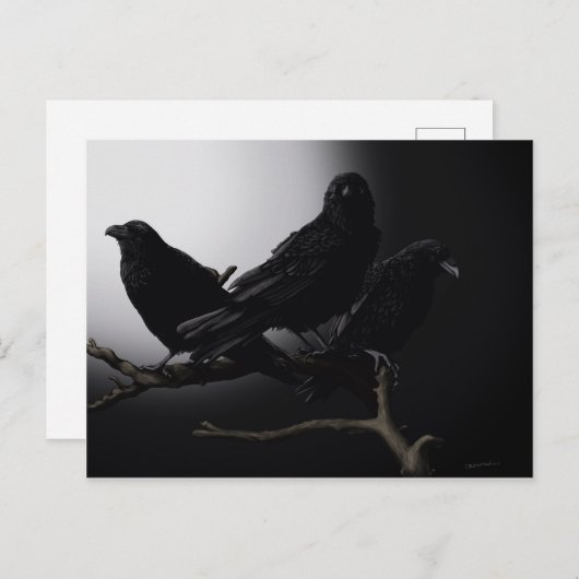 Creepy Ravens in het Briefkaart Moonlight (Voorkant / Achterkant)