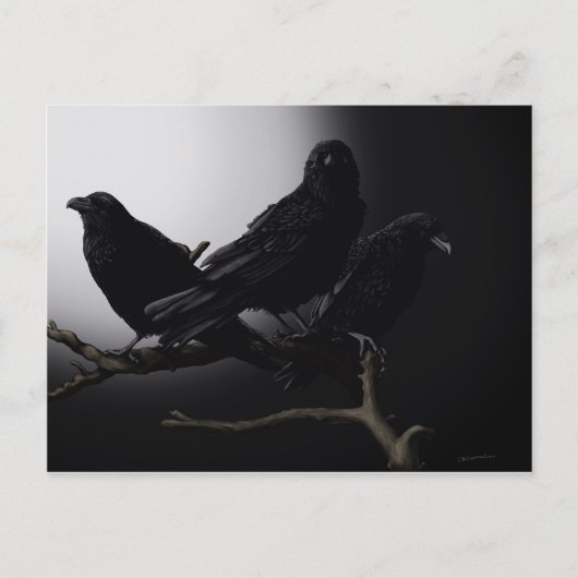 Creepy Ravens in het Briefkaart Moonlight (Voorkant)