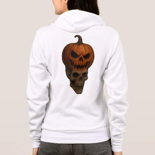 Creepy Realistic Halloween Pumpkin Skull Sticker Hoodie (Achterkant)