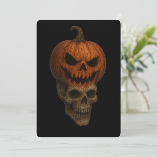 Creepy Realistic Halloween Pumpkin Skull Sticker Kaart (Staand voorkant)