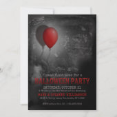 Creepy Red Ballon Halloween Party Invitation Kaart (Voorkant)