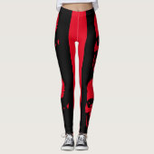 Creepy Red & Black Skull Spooky Halloween Leggings (Voorkant)