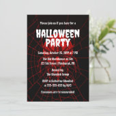 Creepy Red | Black Widow Spider Halloween Party Kaart (Staand voorkant)