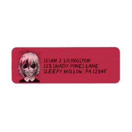 Creepy Red Girl Zombie Return Address Etiket