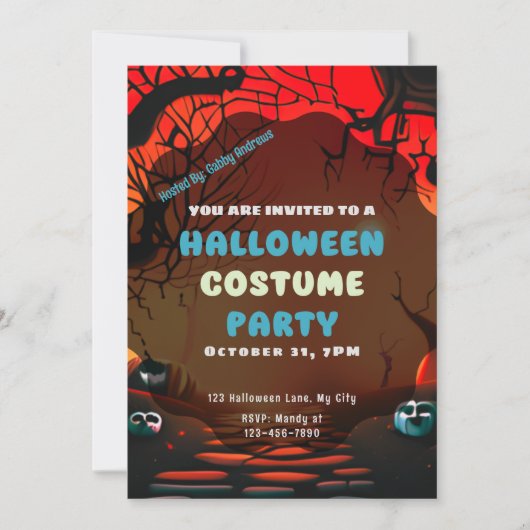 Creepy Red Landschap Branches Zon Halloween Kaart (Voorkant)