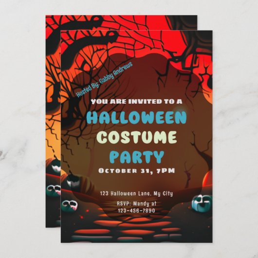 Creepy Red Landschap Branches Zon Halloween Kaart (Voorkant / Achterkant)