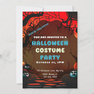 Creepy Red Landschap Branches Zon Halloween Kaart