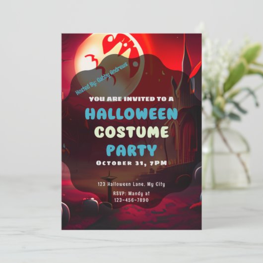 Creepy Red Landschap Enge Zon Halloween Kaart (Staand voorkant)