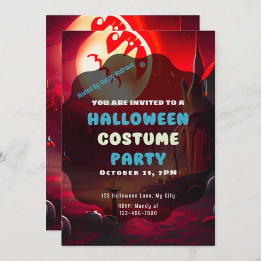 Creepy Red Landschap Enge Zon Halloween Kaart (Voorkant / Achterkant)